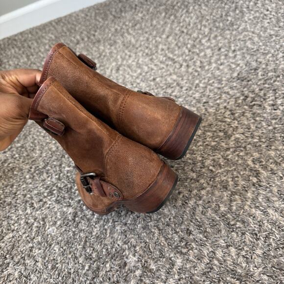 Vintage Foundry Co Miriam Boots Mid Top Studded Buckle Suede Brown 7.5 New READ - Picture 5 of 9
